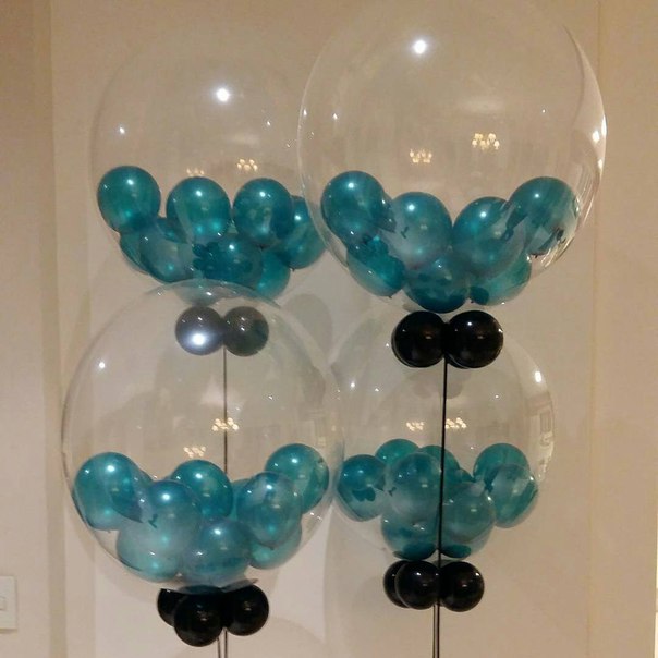 Прозрачный шар бабблс с шариками внутри