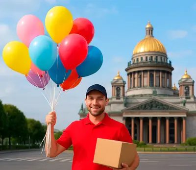 Доставка шариков по Санкт-Петербургу Курьер доставляет воздушные гелиевые шары по Санкт-Петербургу — доставка Украшарик
